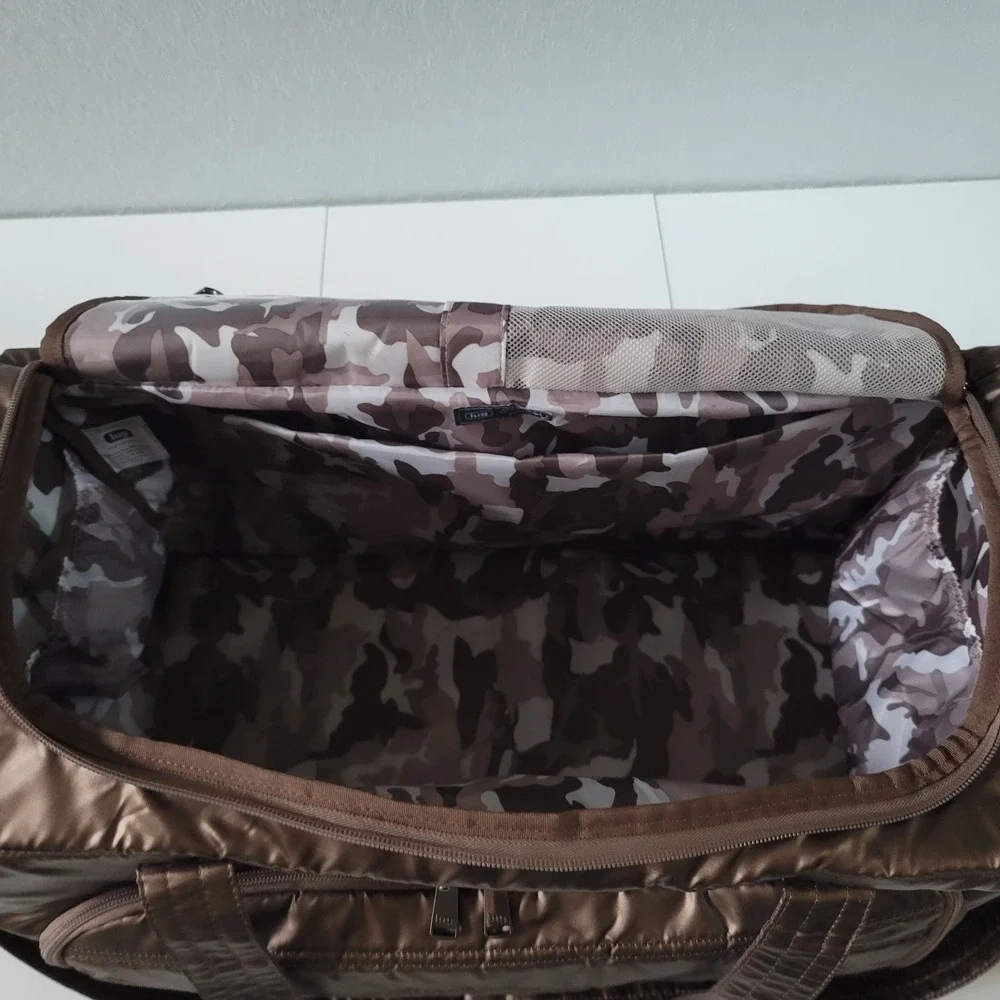 Lug Oversized Weekender Bag - Trolley Duffel - Metallic Bronze, Camo Liner
